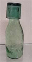 Chinese Green Glass Bottle and Cap 6 inches