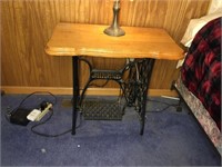 PAIR OF END TABLES W/ TREDLE SEWING BASE