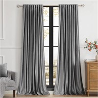 PRIMROSE Dark Grey Velvet Curtains 52x108 in.