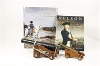 Metal Iron & Brass Cannons & Coffee Table Books