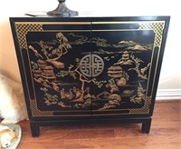 Hand Painted Cabinet  in Asian Motif