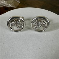 Gucci Sterling Silver Horse Motif Cufflinks