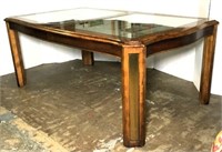 Dining Table with Leaded Glass Inset Top Sections