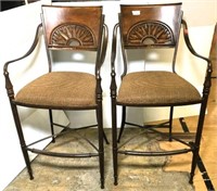 Pair of Kessler Barstools with Metal Bases