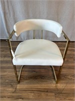 White & Metal Half Round Accent Chair