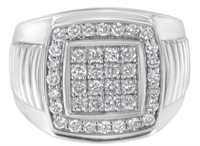 14k Wgold Round 1.00ct Diamond Square Band Ring