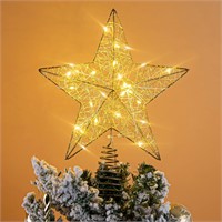 NEW 20 LED Warm Lights, 5-Point Treetop Star