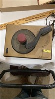 Vintage record player with records