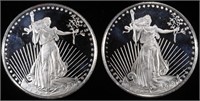 (2) 1 OZ .999 SILVER ST GAUDENS ROUNDS