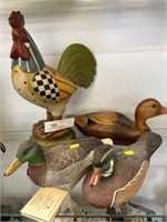 Machine Carved Decoys with Rooster