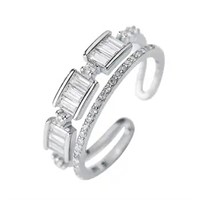 925 Sterling Silver Cubic Zircon Cuff Ring