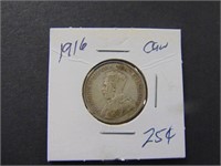 1916 Canadian 25 cent Coin