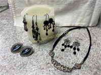 Pretty lot of jewelry with black stone accents