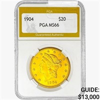 1904 $20 Gold Double Eagle PGA MS66