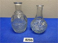 2 Glass Vases 8" Tall