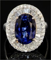 14kt Gold 9.64 ct Oval Sapphire & Diamond Ring