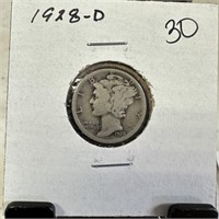 1928-D MERCURY SILVER DIME