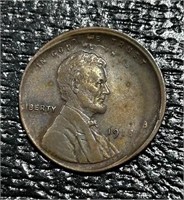 1918-P Lincoln Wheat Cent Double Struck Error - AU
