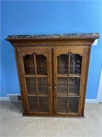 Faux Marble Top Oak Lighted Cabinet by Kling