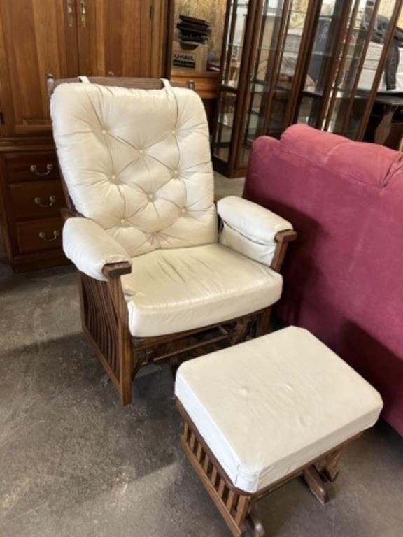 AMISH MADE OAK LEATHER ROCKER/GLIDER