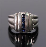 Sterling Silver & Sapphire Ring, Size 7