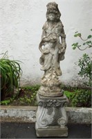 Concrete Guan Yin Statue on fancy base