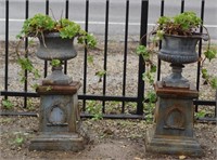 Pair of 19th c. Cast Iron Garden Planters