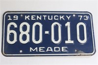 1973 Meade County Kentucky License Plate