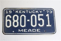 1973 Meade County Kentucky License Plate