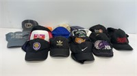 (18) assorted baseball hats w/ advertising & Funny