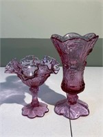 Plum Glass Vase & Compote