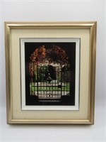 FRAMED PHOTOGRAPH OF GATE AND FOUNTAIN