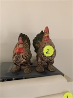 TWO ROOSTER FIGURINES