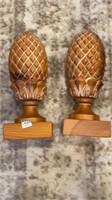 2 Decorative wood pineapples. Approximately 12