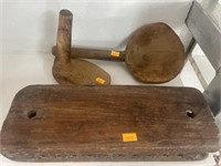 Antique cigar mold & wooden items