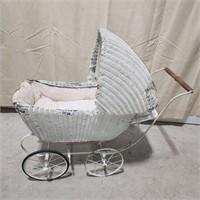 Vintage wicker baby stroller