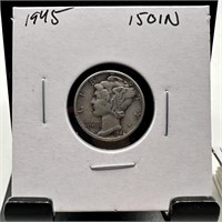 1945 MERCURY SILVER DIME