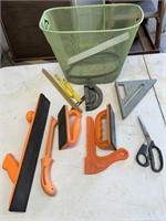 Tiling tools, square, protractor,