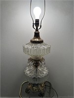 Vtg. Hollywood Regency Brass & Crystal Lamp 1