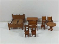 Vintage Wooden Doll House Furniture