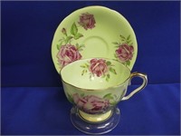 Aynsley Cabbage Rose Tea Cup And Saucer