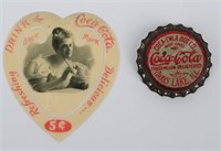 1900s COCA COLA BOOKMARK & BOTTLE CAP
