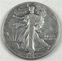 1945 Walking Liberty Silver Half Dollar, US 50c