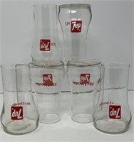 Set of 6 7up Upside Down Glasses from 1970’s