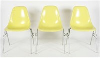 Three Yellow Herman Miller DSS Stacking Chairs