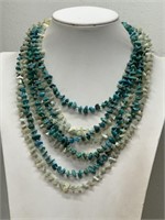 STERLING SILVER,TURQUOISE & SHELL NECKLACE