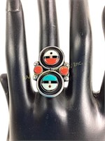Native American Zuni silver ring, unmarked, size