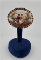 Victorian Painted Porcelain Brooch