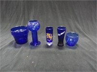 (5) Blue Glass Pieces