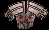 Nez Perce Beaded Gauntlet Gloves 19th-20th Century